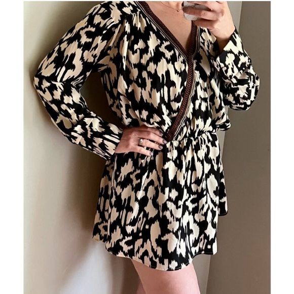 Animal Print Embroidered V-neck Dress by Umgee - Picture 1 of 16